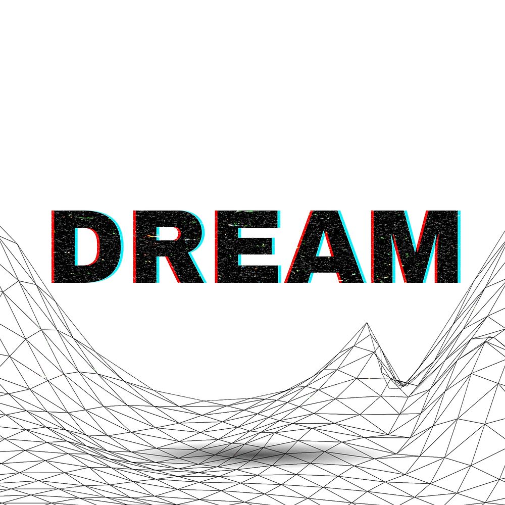 Word DREAM typography wavy background