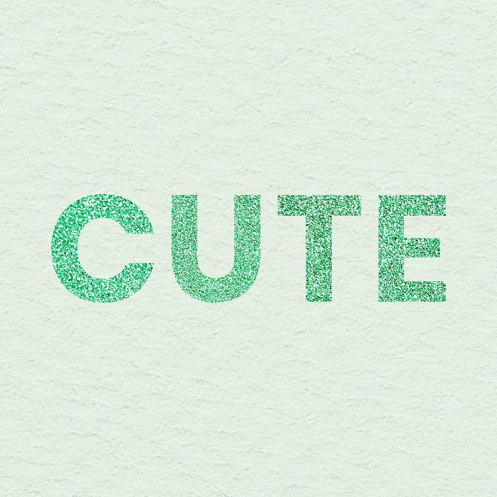 Cute shimmery aqua green word typography