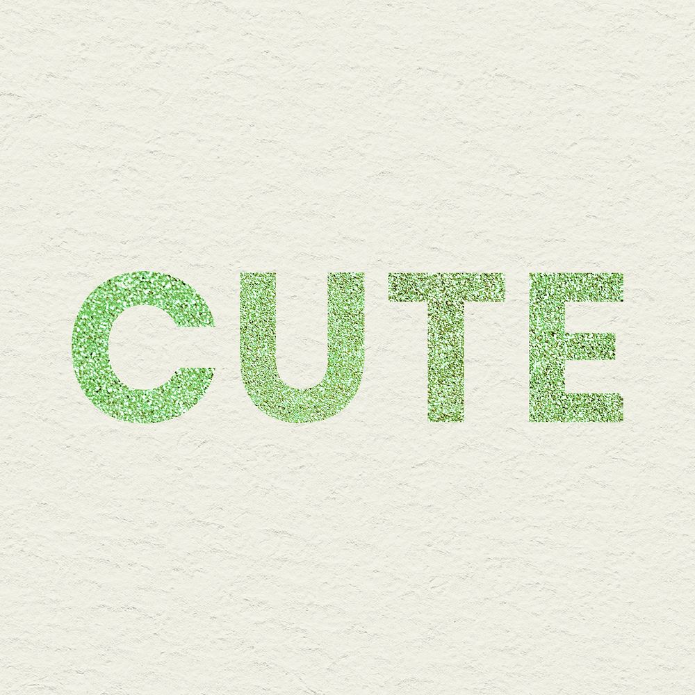 Cute green sparkly typography beige background