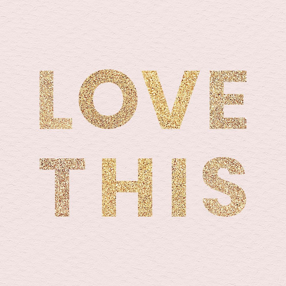 Glittery love this typography on a pink background