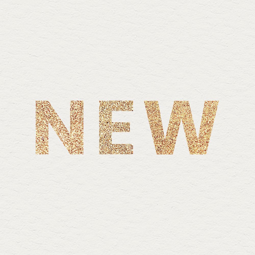 Glittery new typography on a beige background