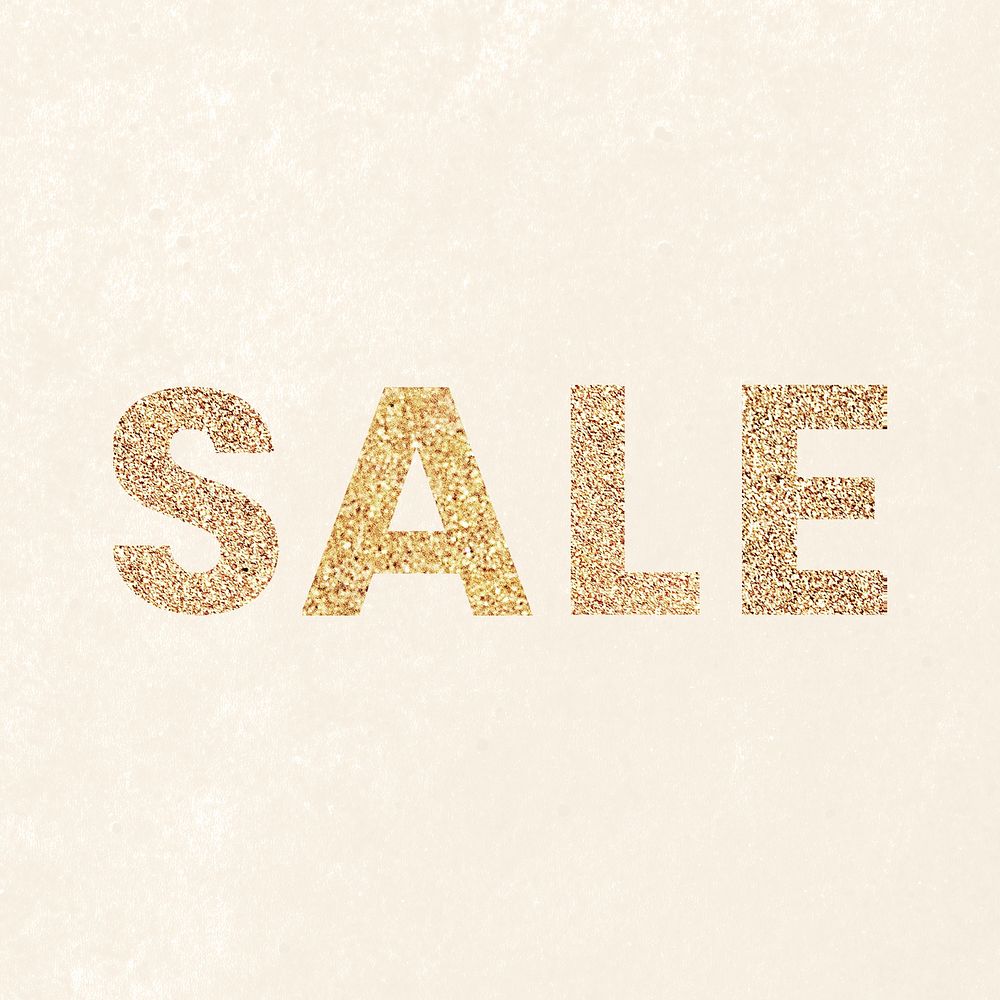 Glittery sale typography on a beige background