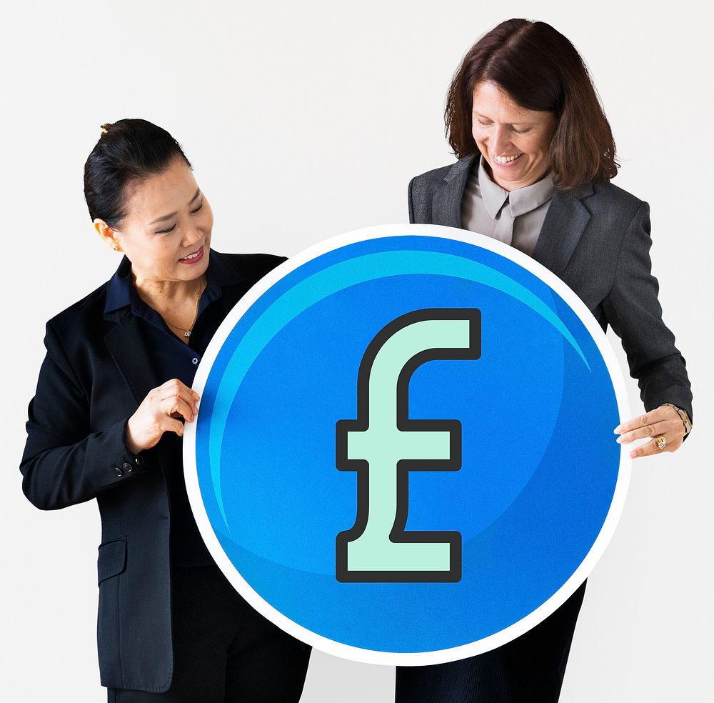 Businesswomen holding a pound icon