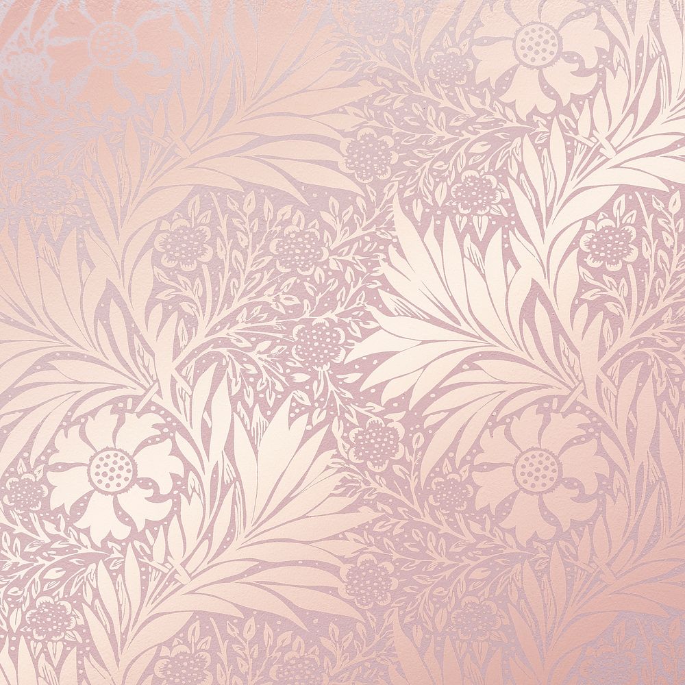 Pink pattern background, vintage flower design psd