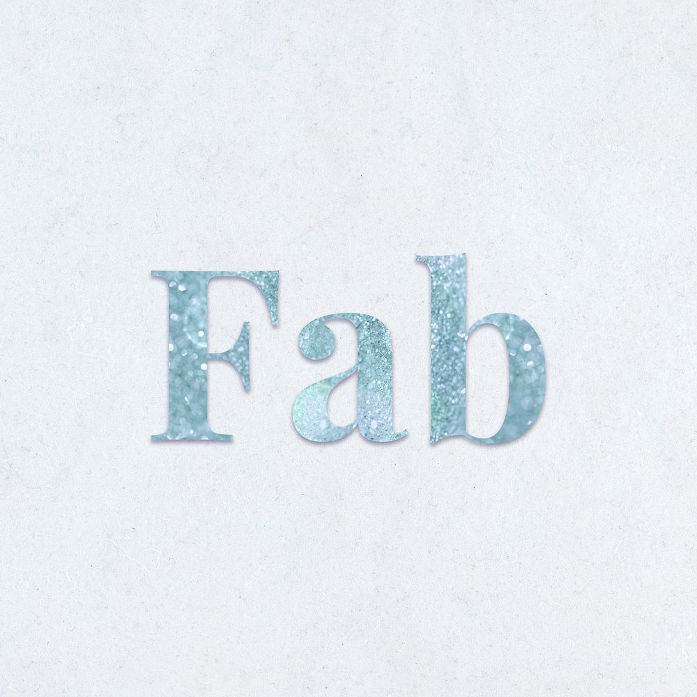 Glittery fab light blue font on a blue background
