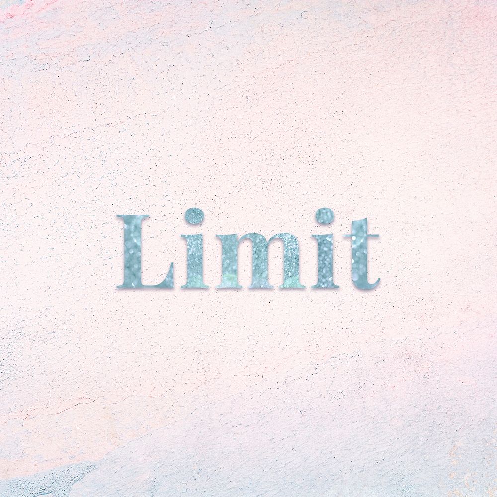 Glittery limit light blue font on a pastel background