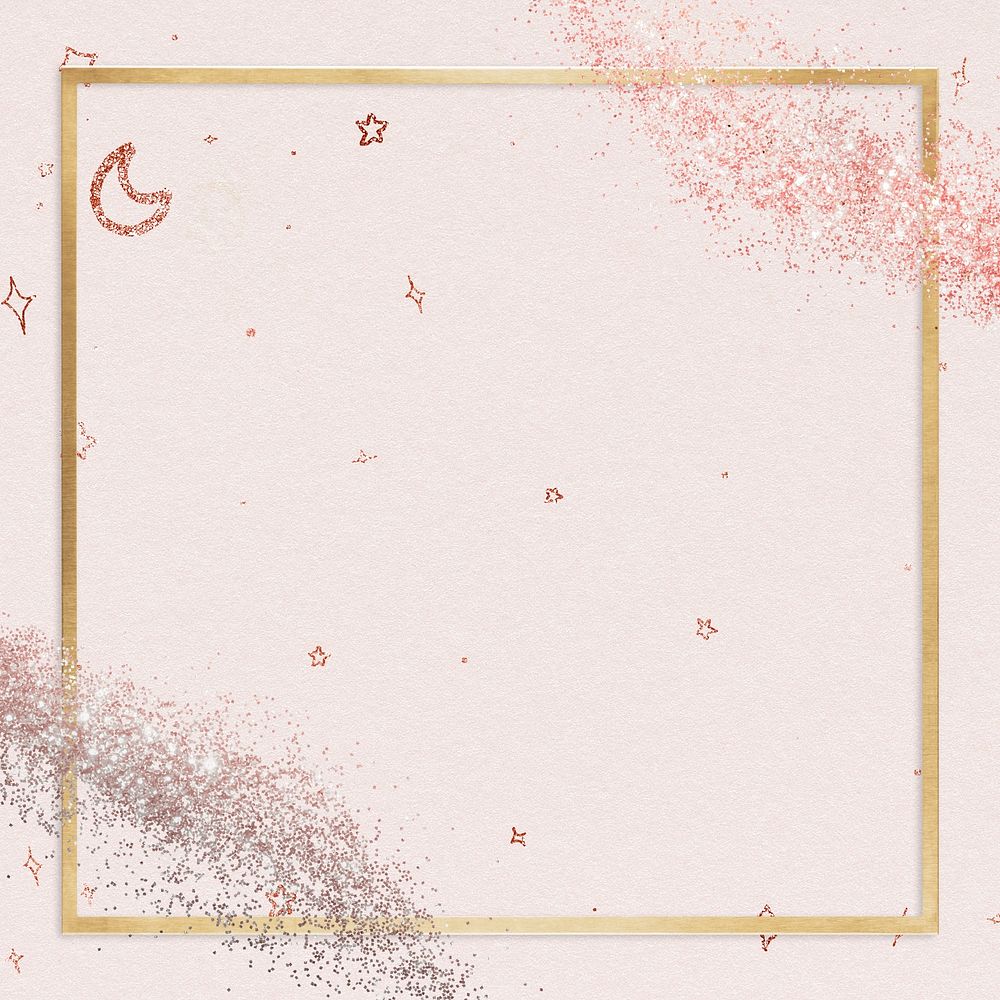Glittery party frame psd pink background