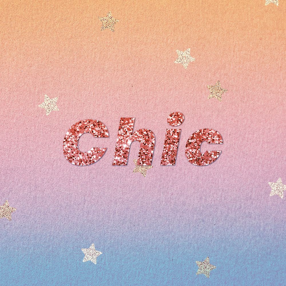 Glittery chic lettering font typography