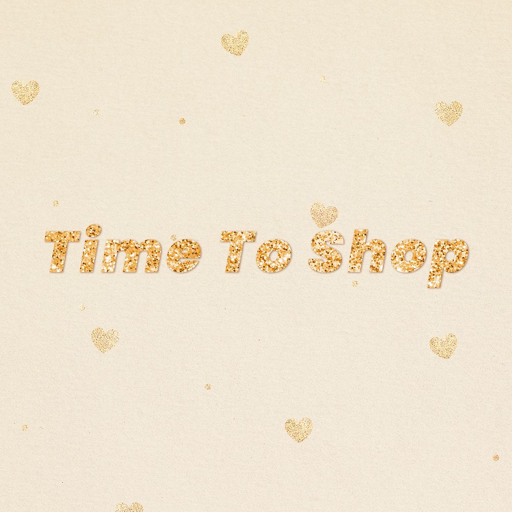 Time to shop gold glitter text effect