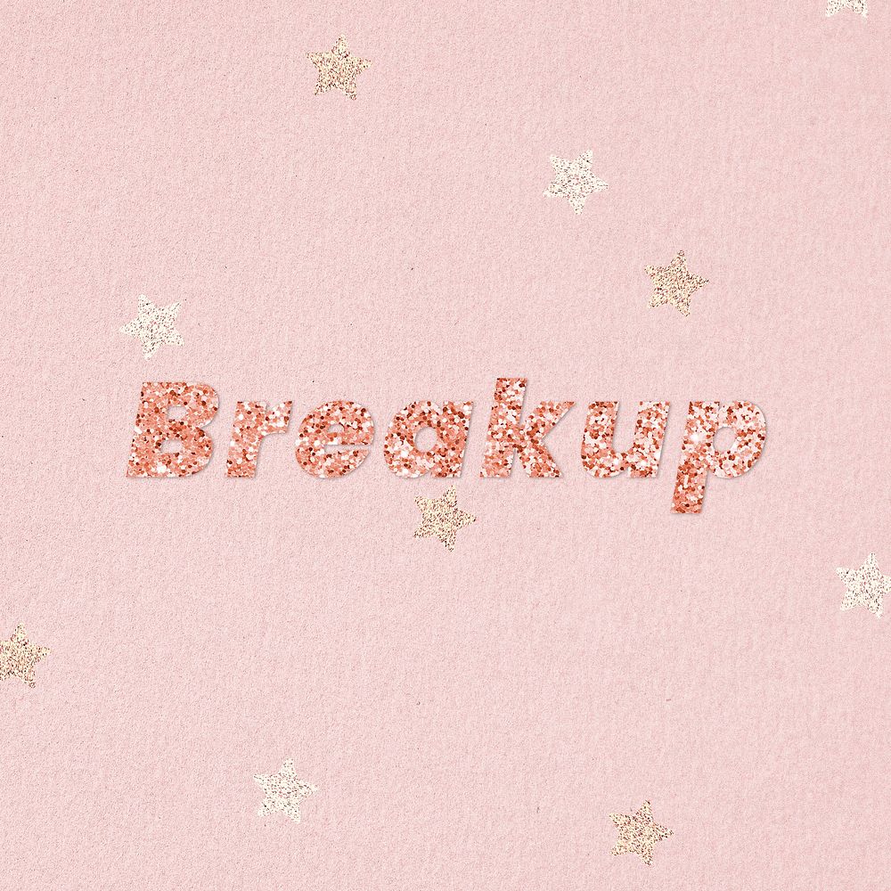 Glittery breakup typography on star patterned background
