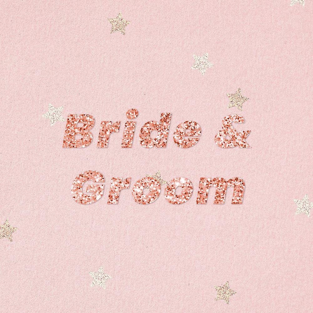 Bride & groom typography on star patterned background
