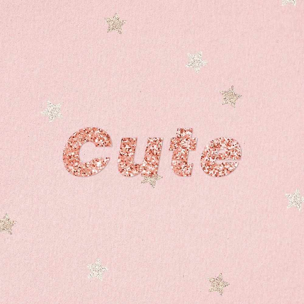 Glittery cute typography on star patterned background