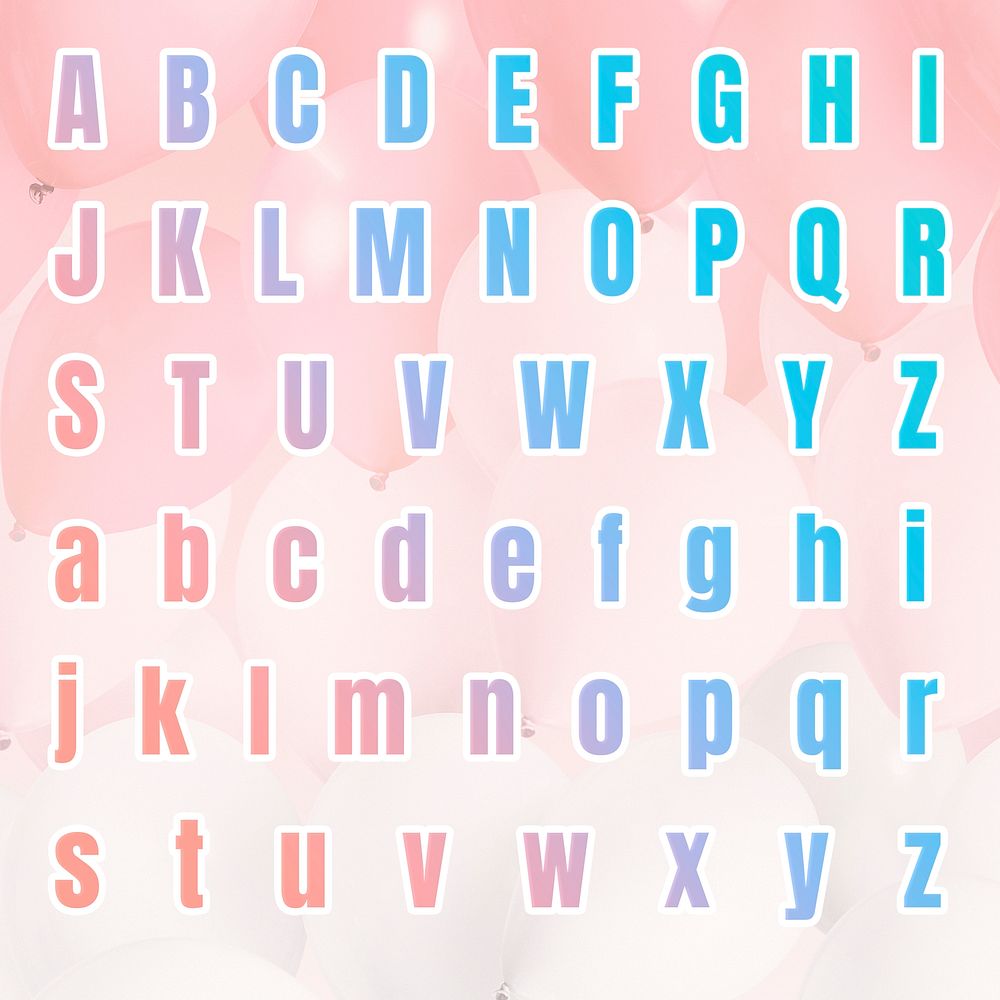 Gradient pastel alphabet psd set