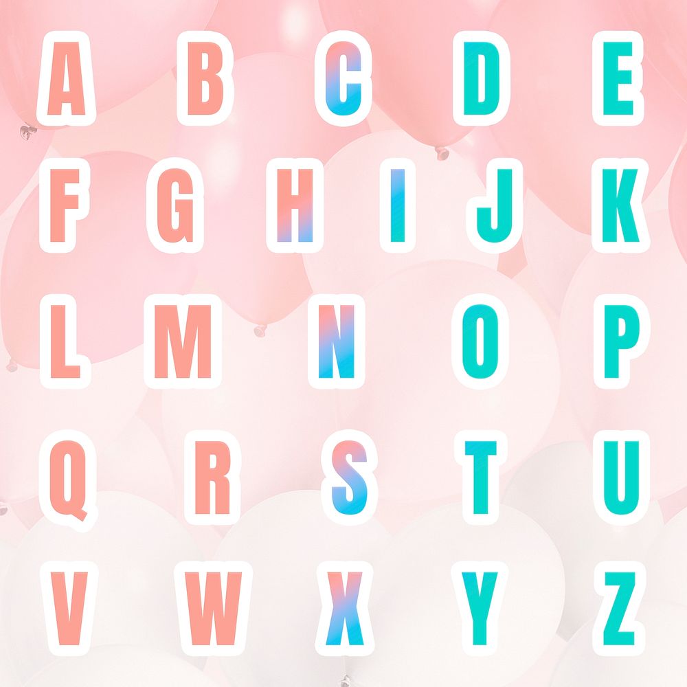 Alphabet gradient letter psd set