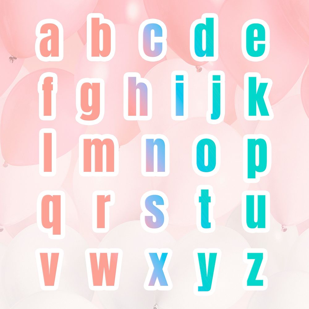Gradient pastel psd alphabet set