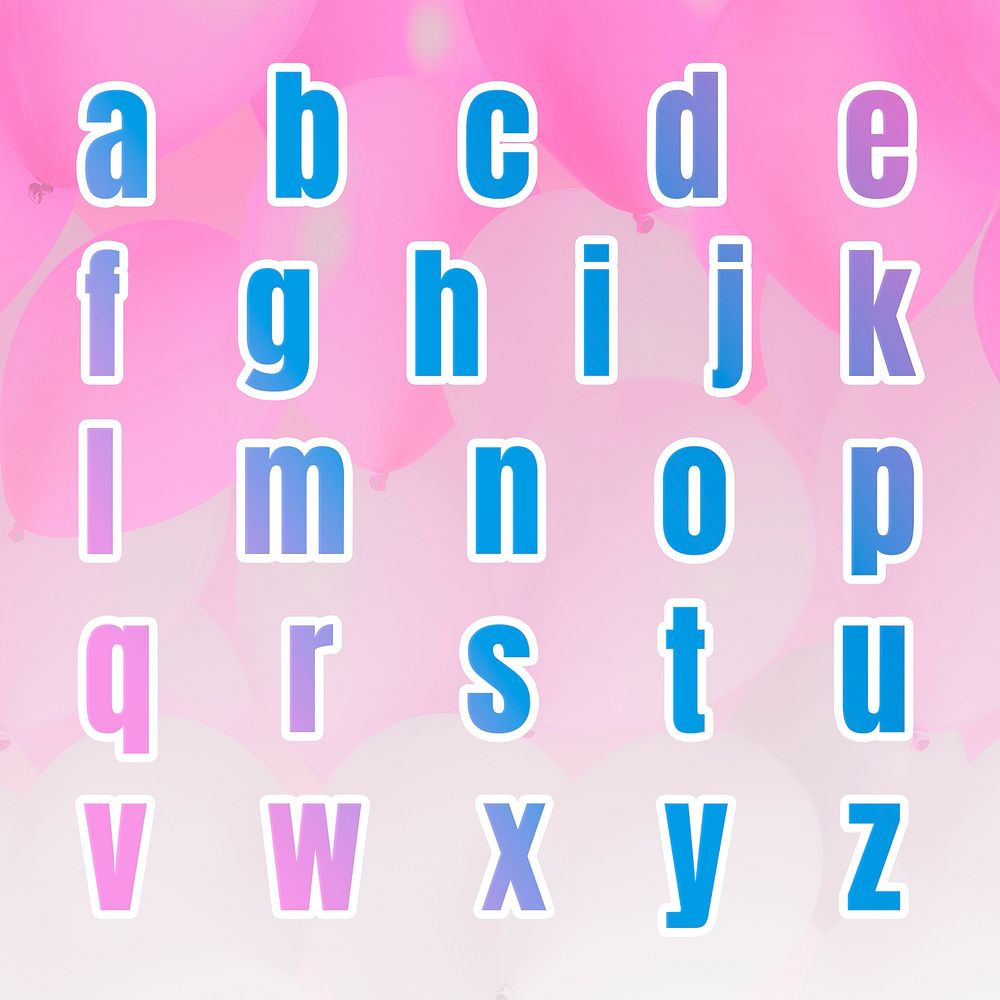 Psd gradient alphabet letter set