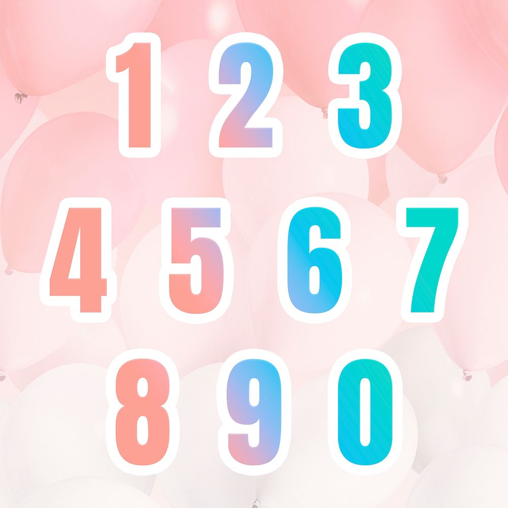 Psd gradient number set balloon background