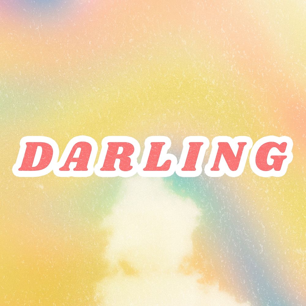 Darling yellow aesthetic word cotton candy illustration