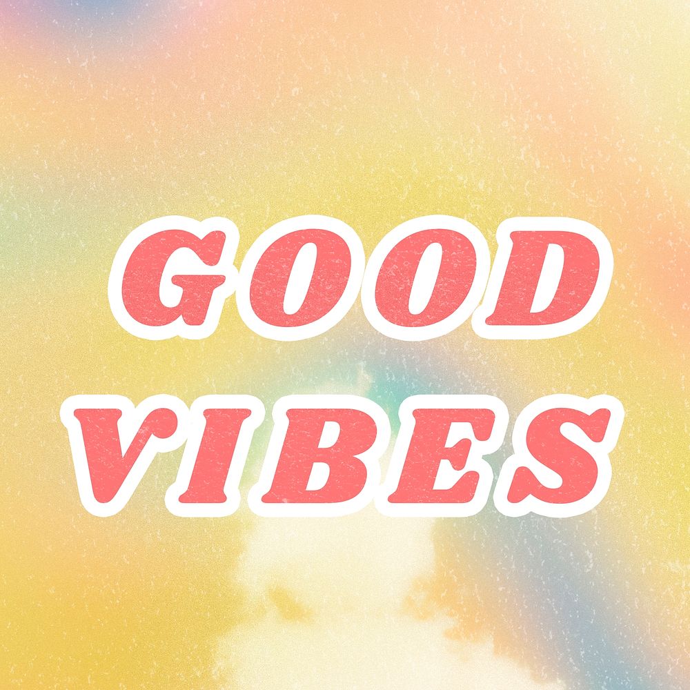 Yellow Good Vibes quote typography with foggy background