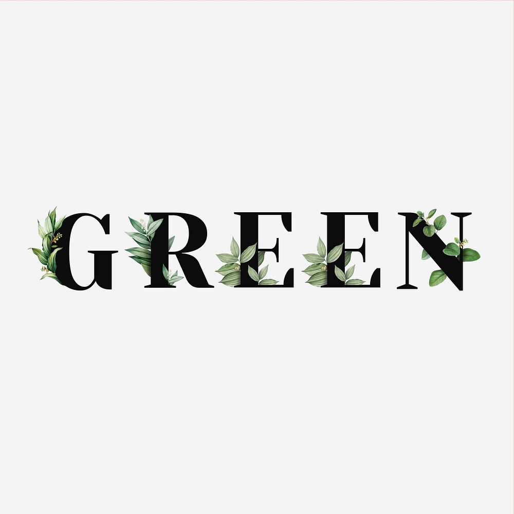 Botanical GREEN psd text black typography