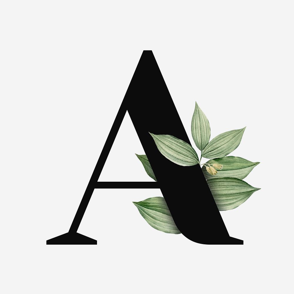Botanical capital letter A font design