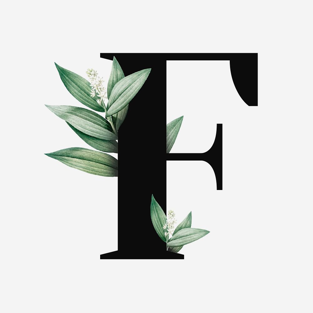 Botanical capital letter F font design