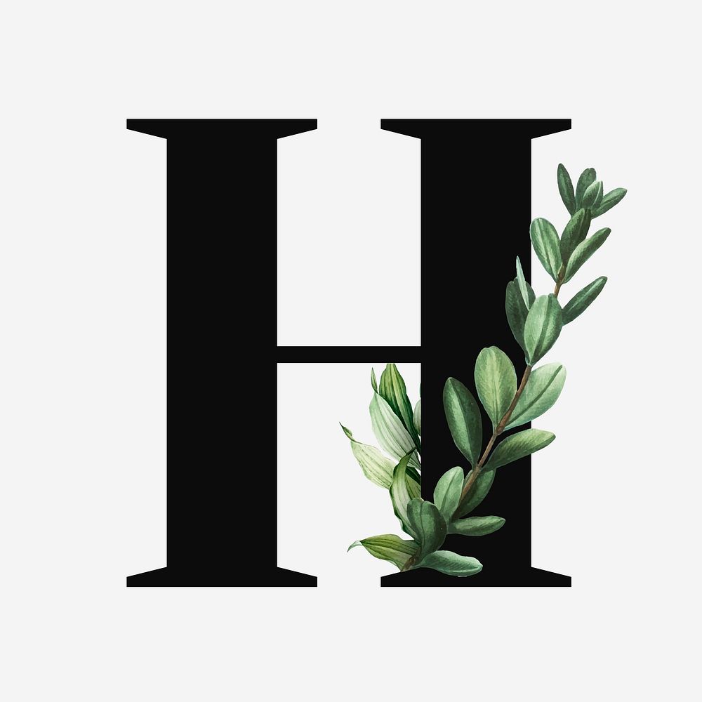 Botanical capital letter H vector