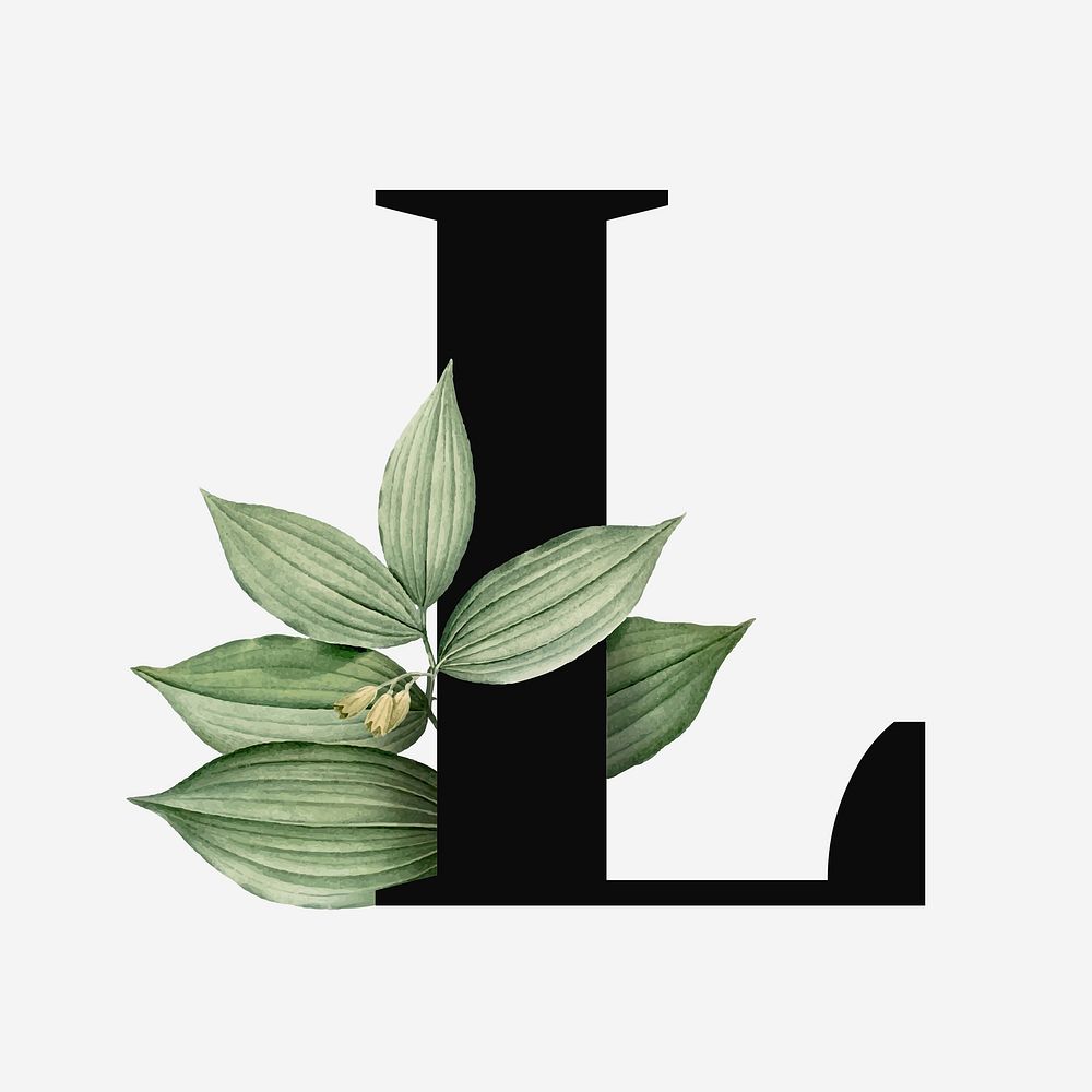 Botanical capital letter L font design