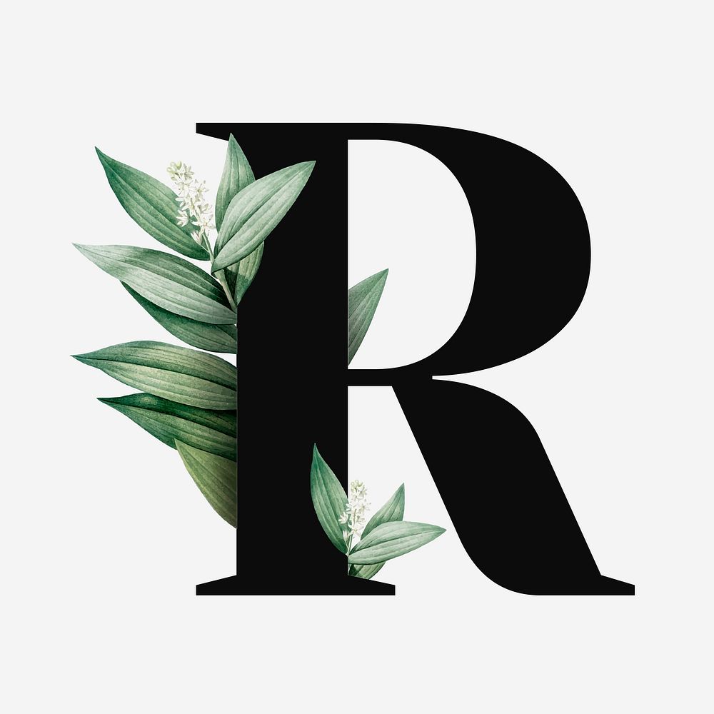 Botanical capital letter R vector