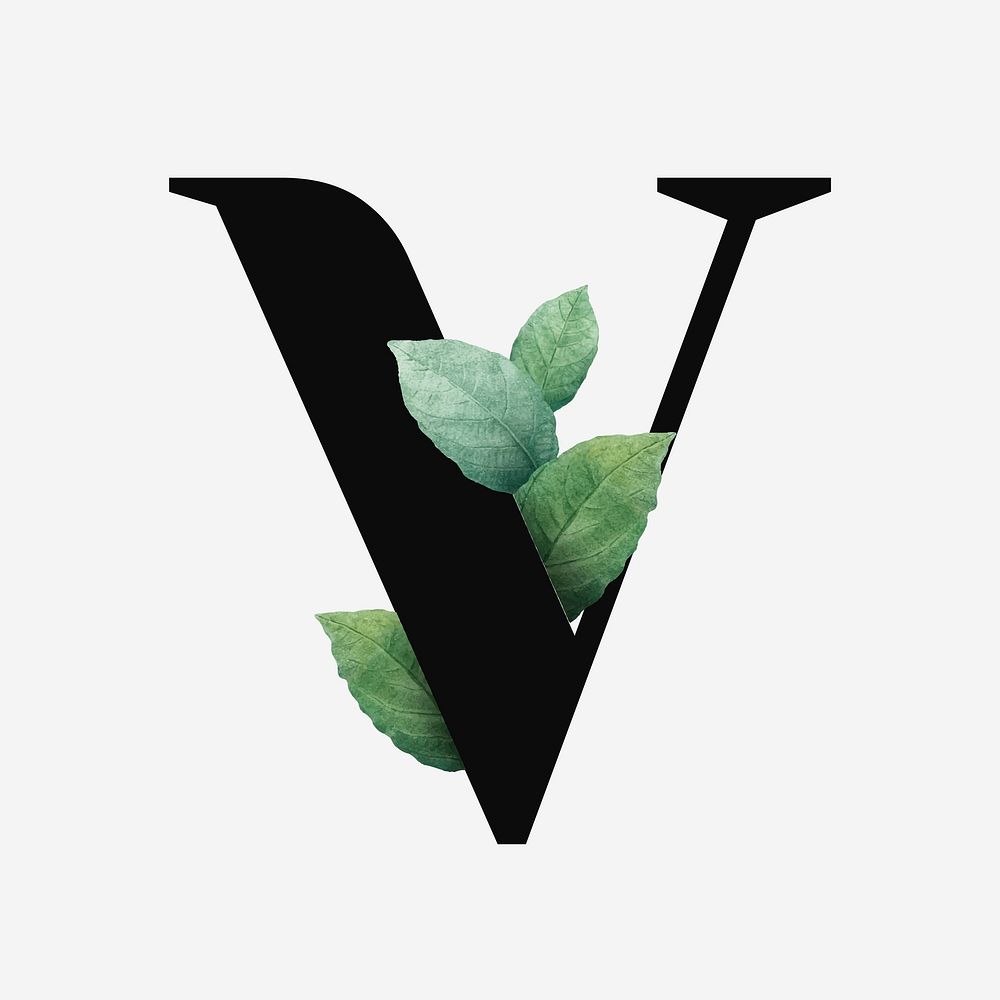 Botanical capital letter V font design