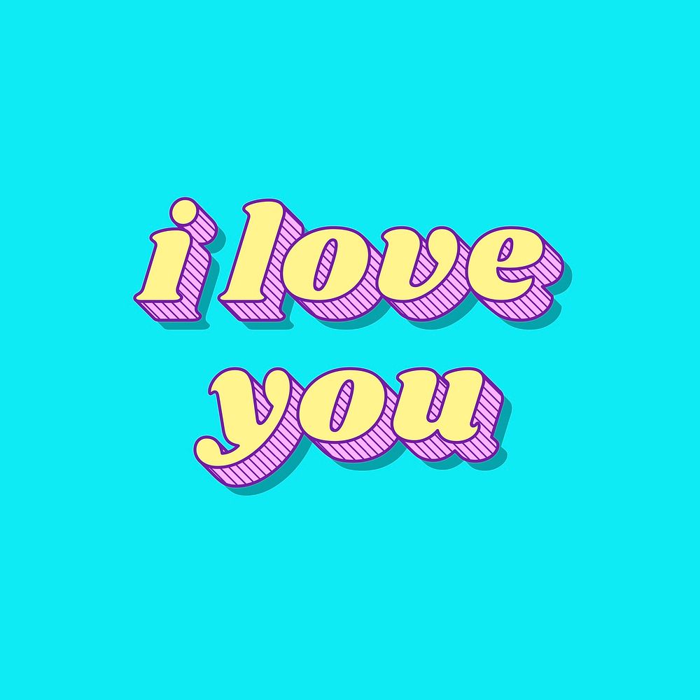 I love you funky bold calligraphy font illustration vector 