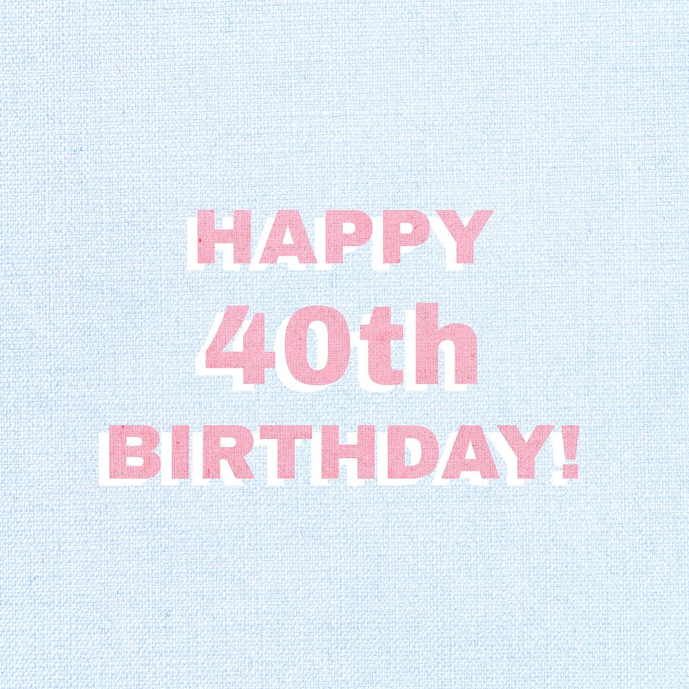Word happy 40th birthday typography