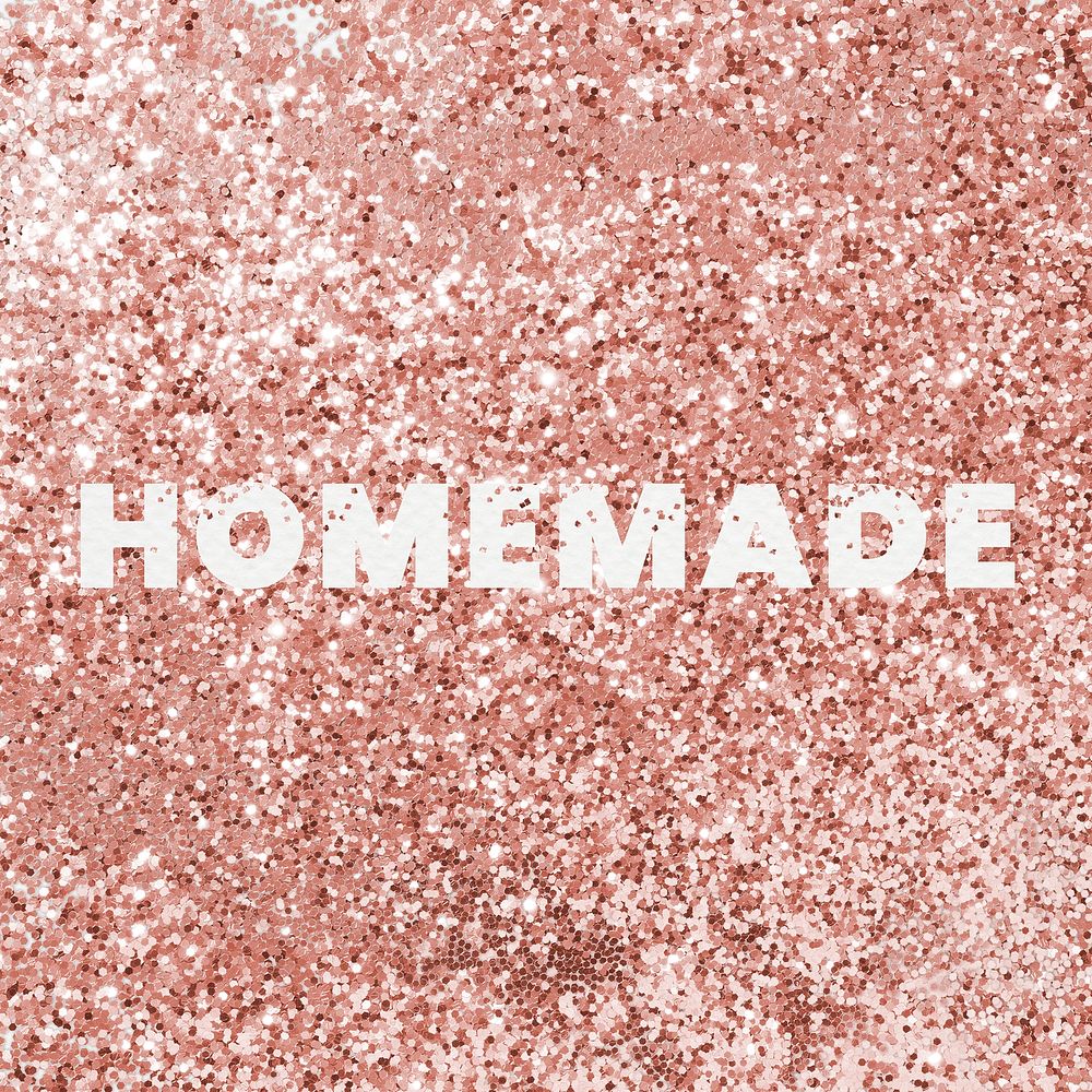 Homemade typography on a copper glitter background