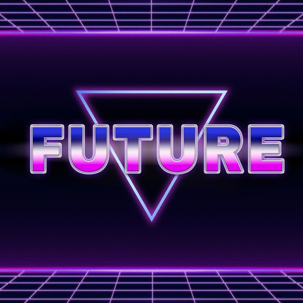 Future retro style word on futuristic background