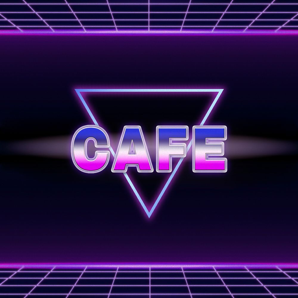 Cafe retro style word on futuristic background