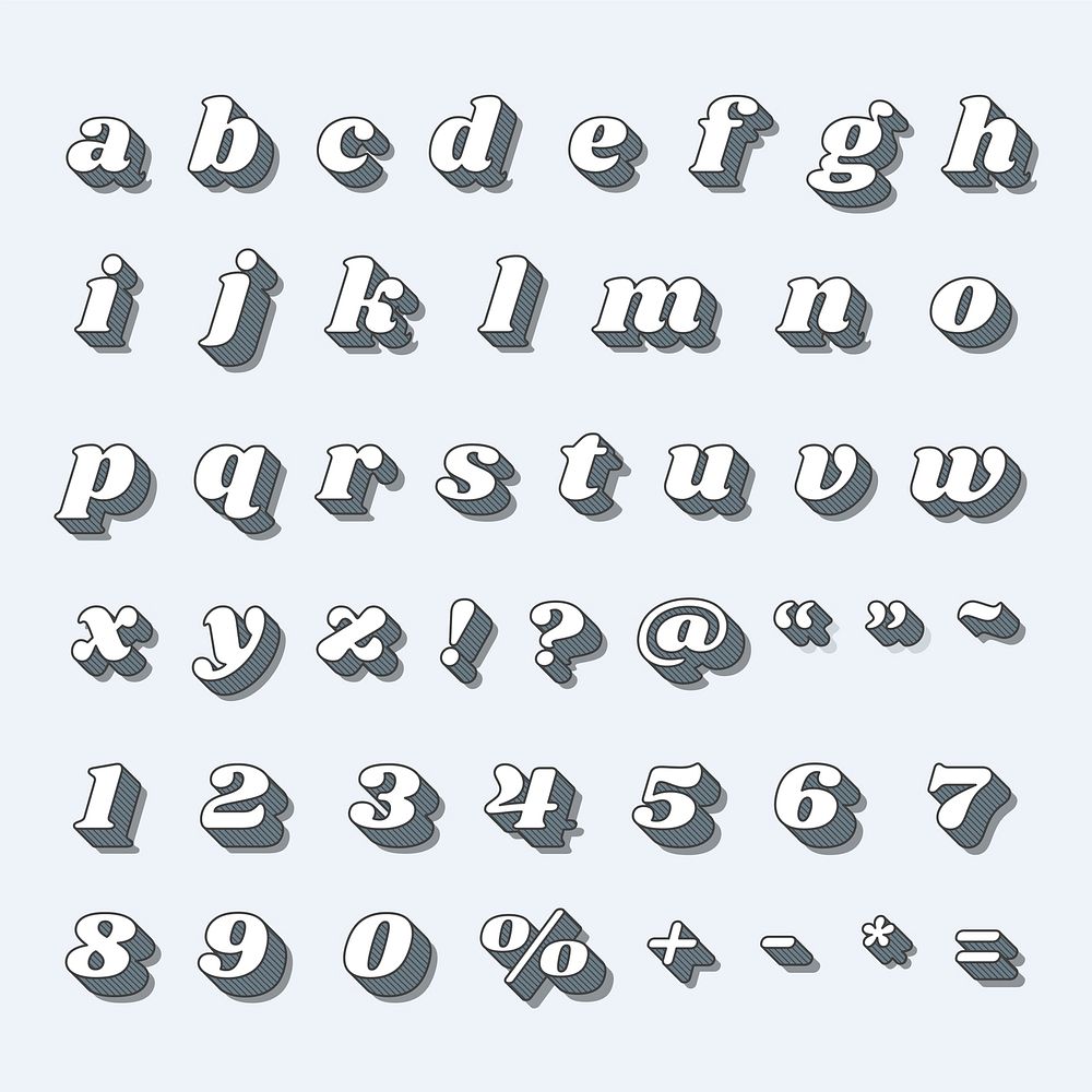 Retro alphabet number set vector bold typography
