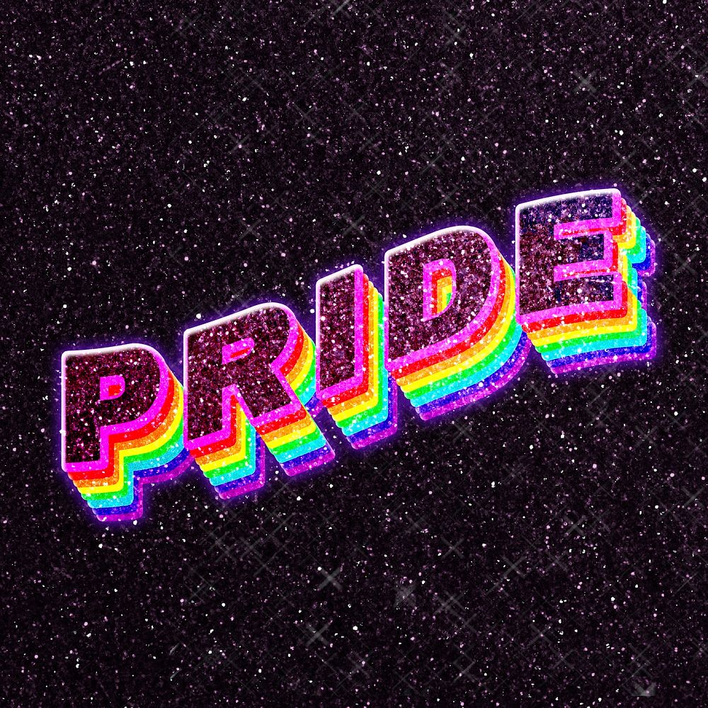 Pride psd word typography 3D rainbow typography 
