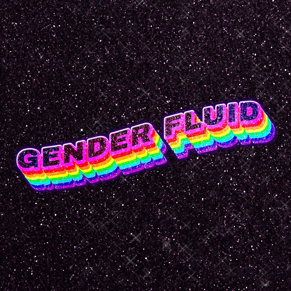 Gender fluid word rainbow typography 