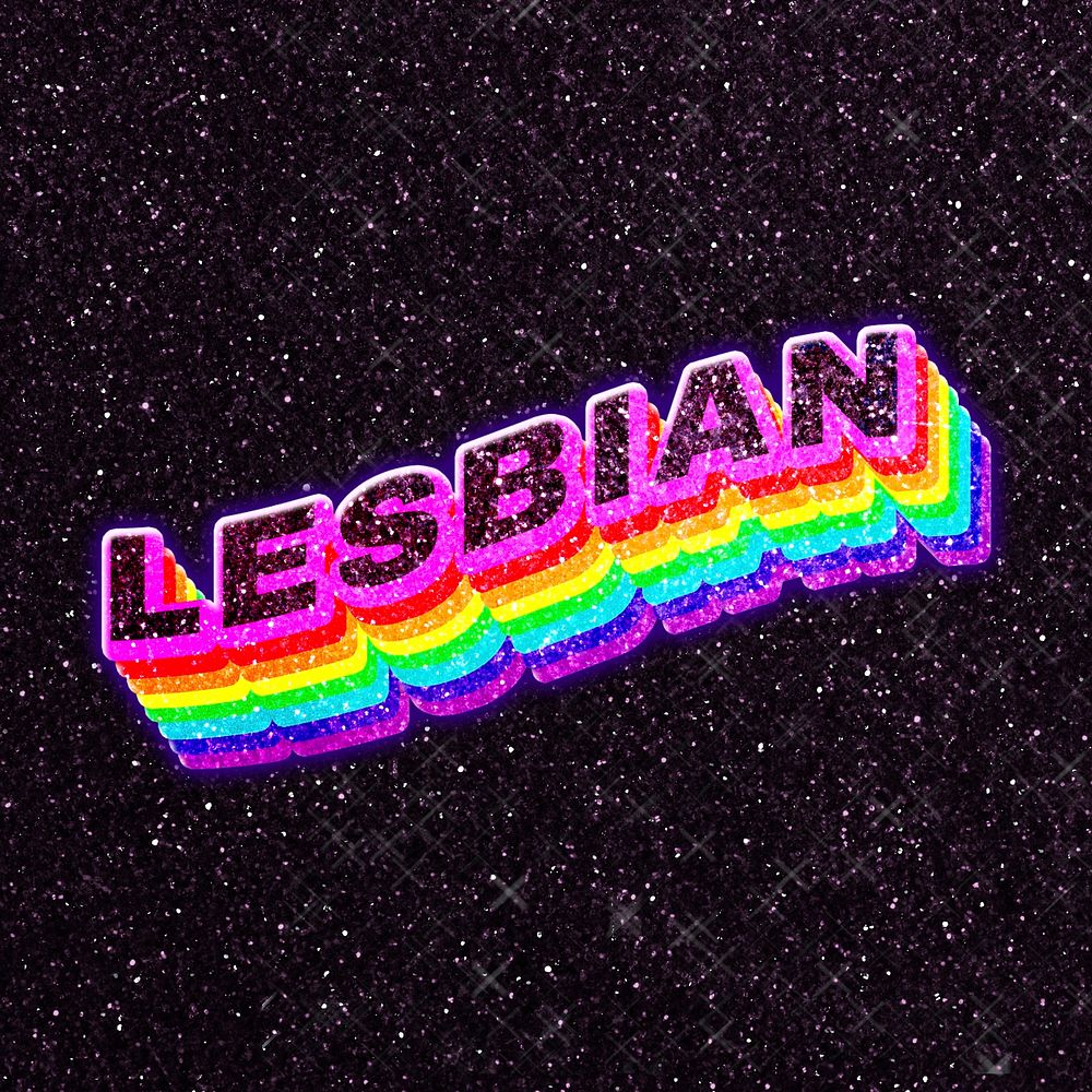 Lesbian word rainbow 3d lettering