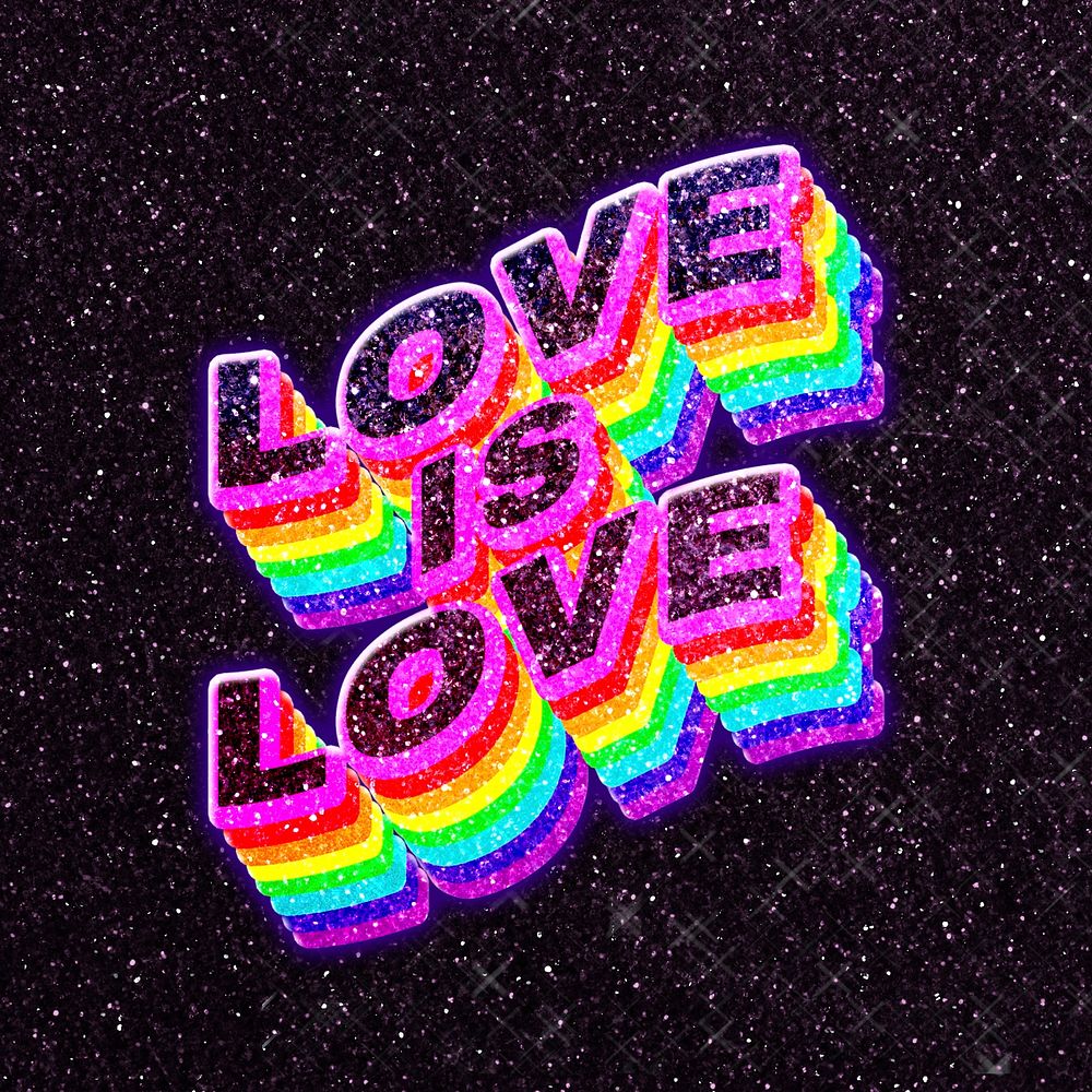 Love is love rainbow typography