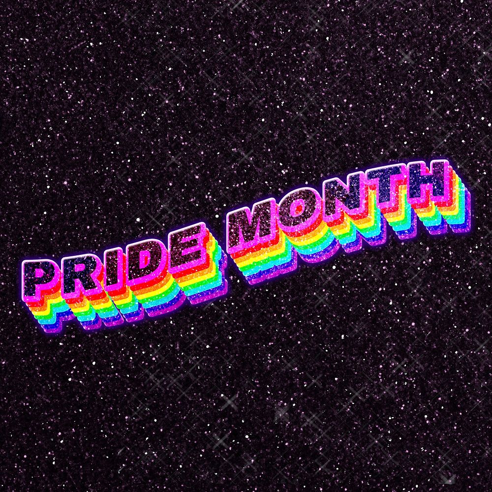 Pride month rainbow glitch typography