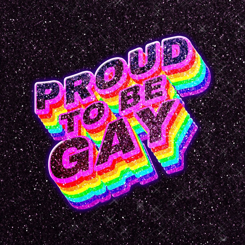 Proud to be gay rainbow typography 