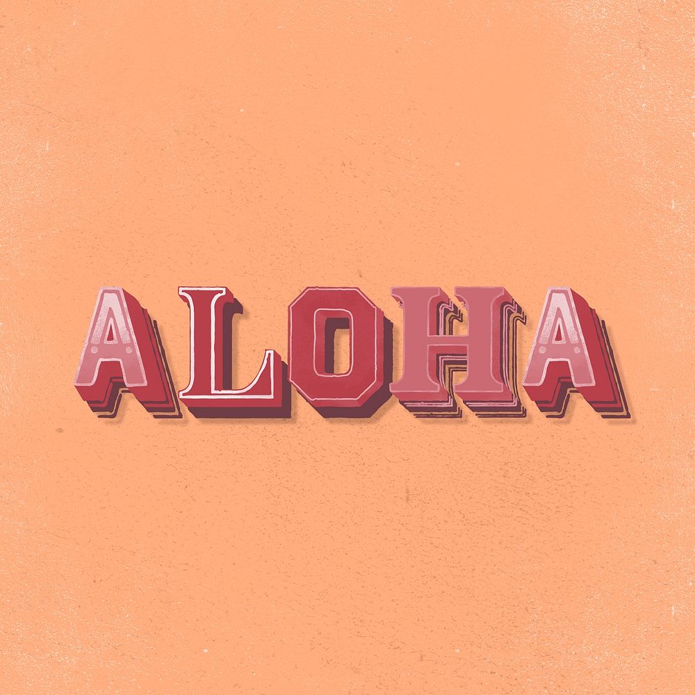 Shadowed word aloha vintage typography