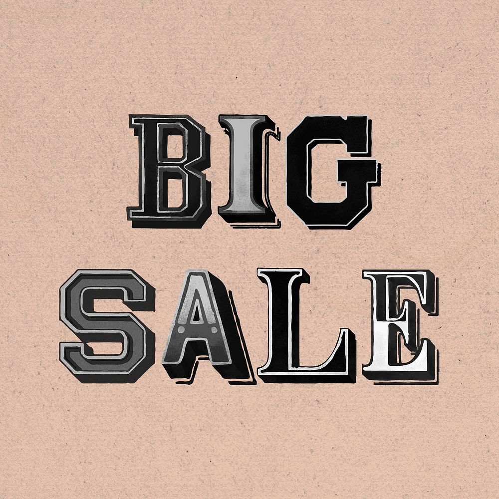 3D big sale word vintage typography