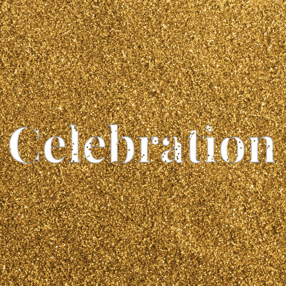 Glittery celebration message text typography word