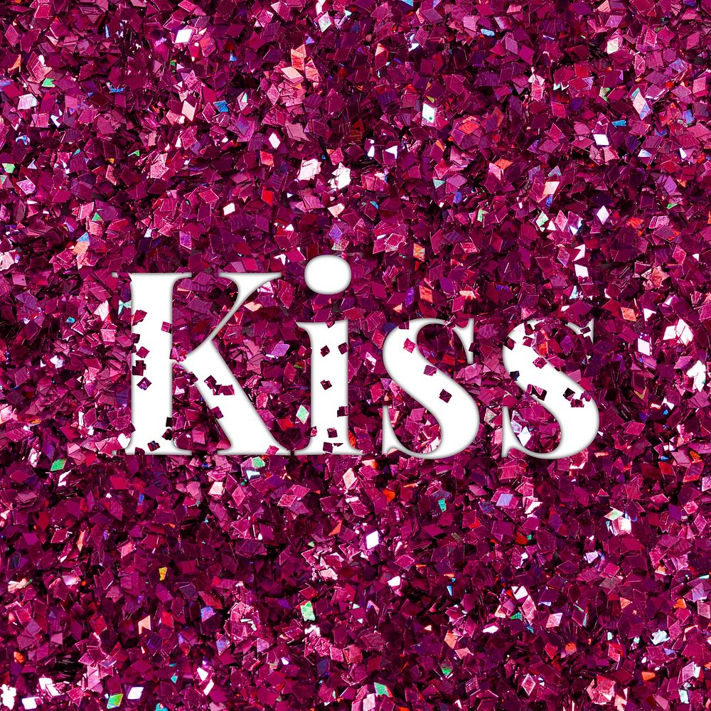 Kiss glittery typography word text