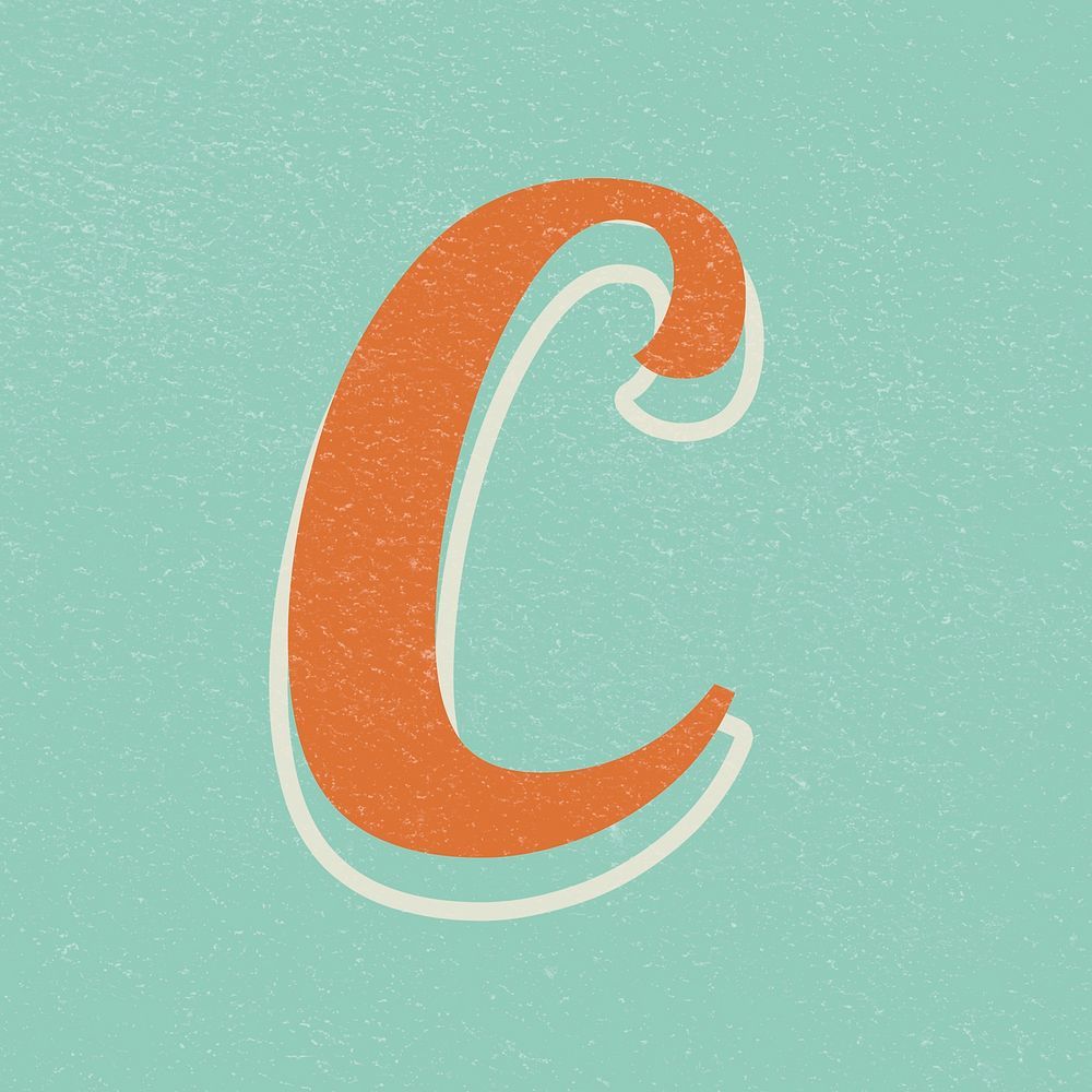 Alphabet letter C retro bold font
