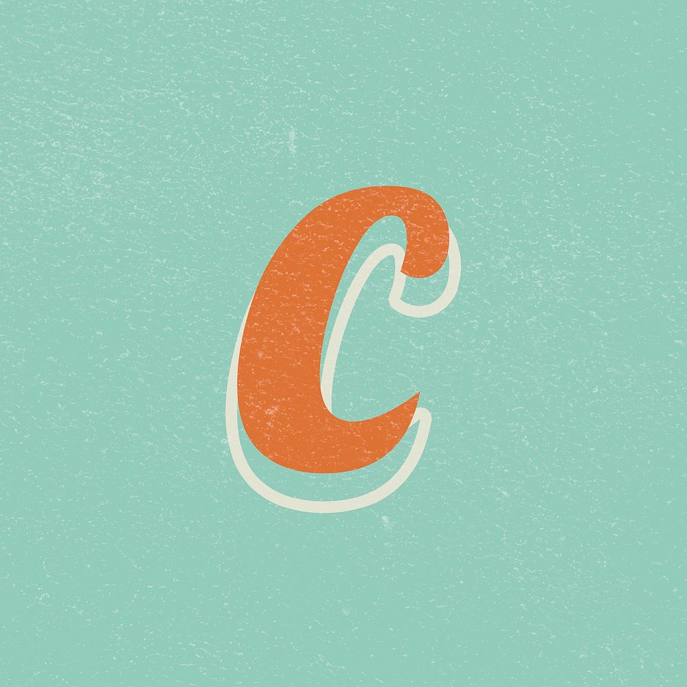Letter C retro bold font typography and lettering