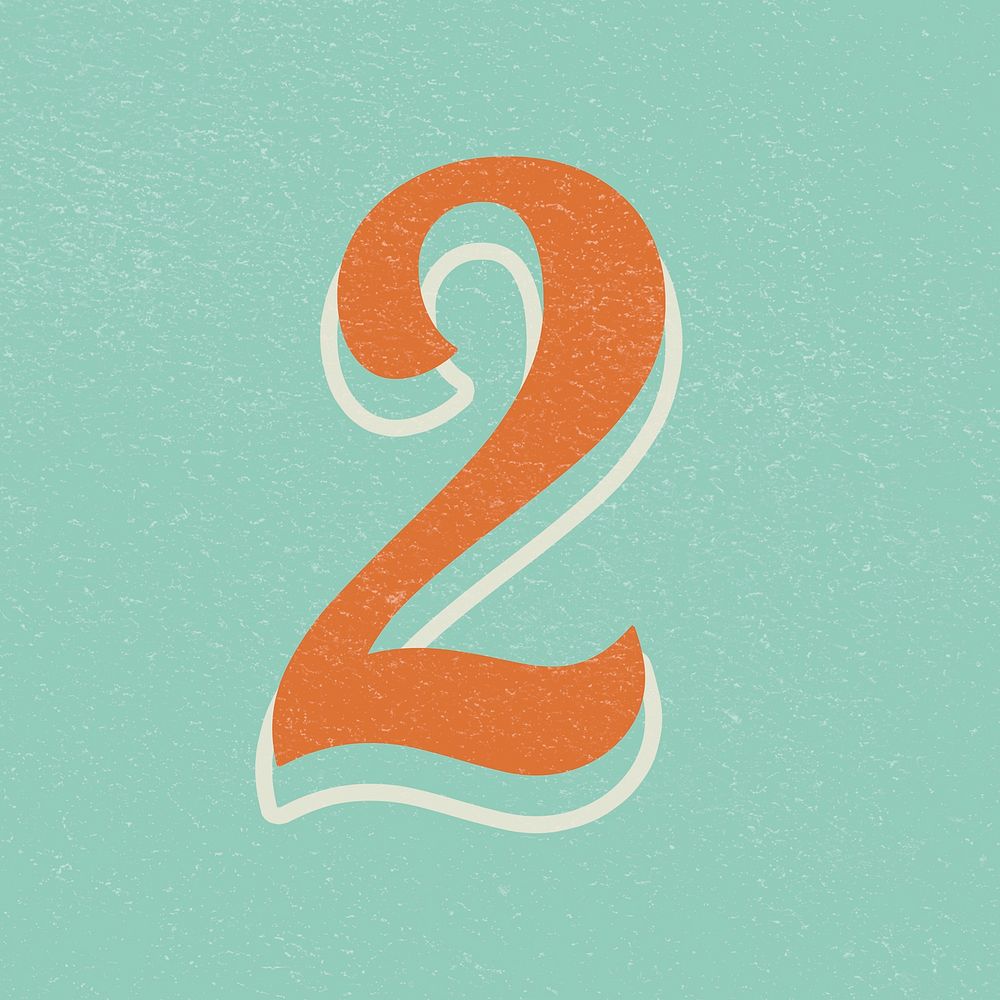 Retro number 2 vintage typography bold font