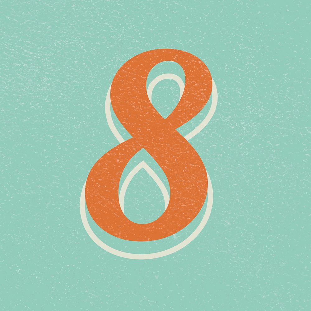 Retro number 8 eight vintage typography bold font 